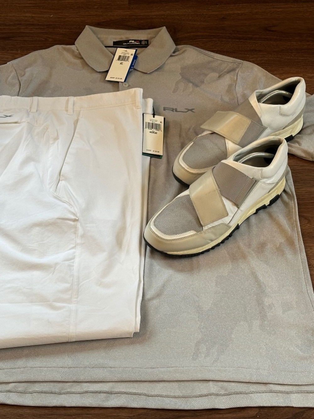 Lanvin White/Gray Front Strap Sneakers